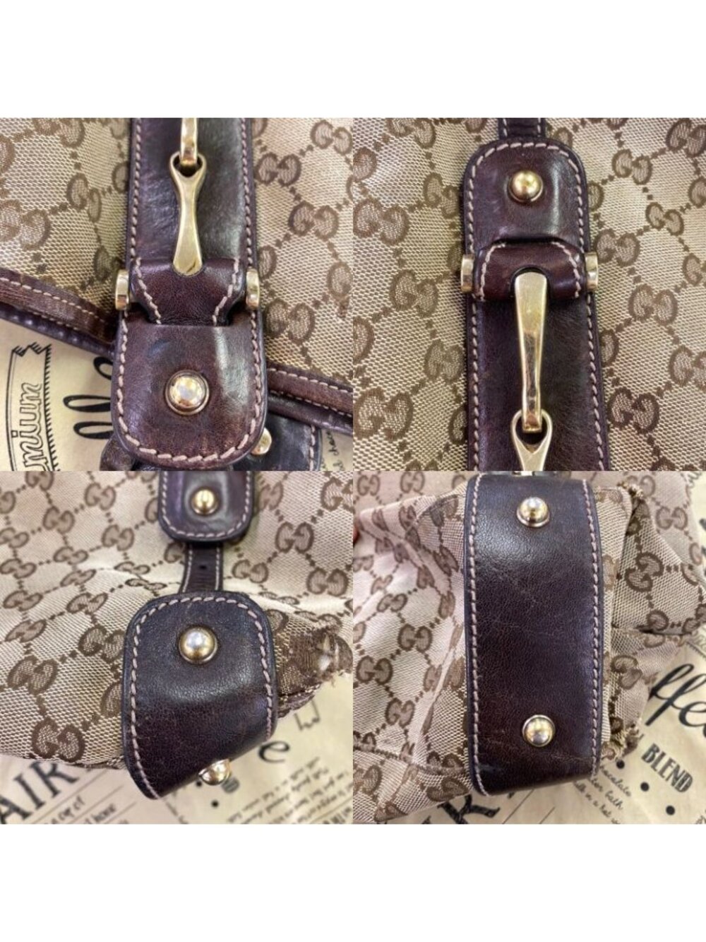 ★SOLD★ Gucci Tote Shoulder Bag GG Canvas Horsebid - Picture 16 of 16